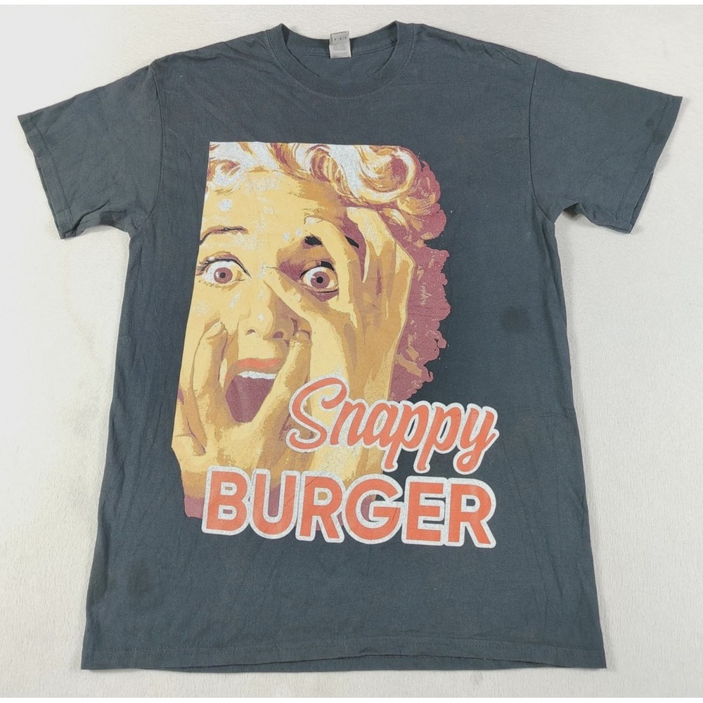 Gildan Snappy Burger Shirt Mens Medium Black Fall 2021 Horror Movie Graphic Tee